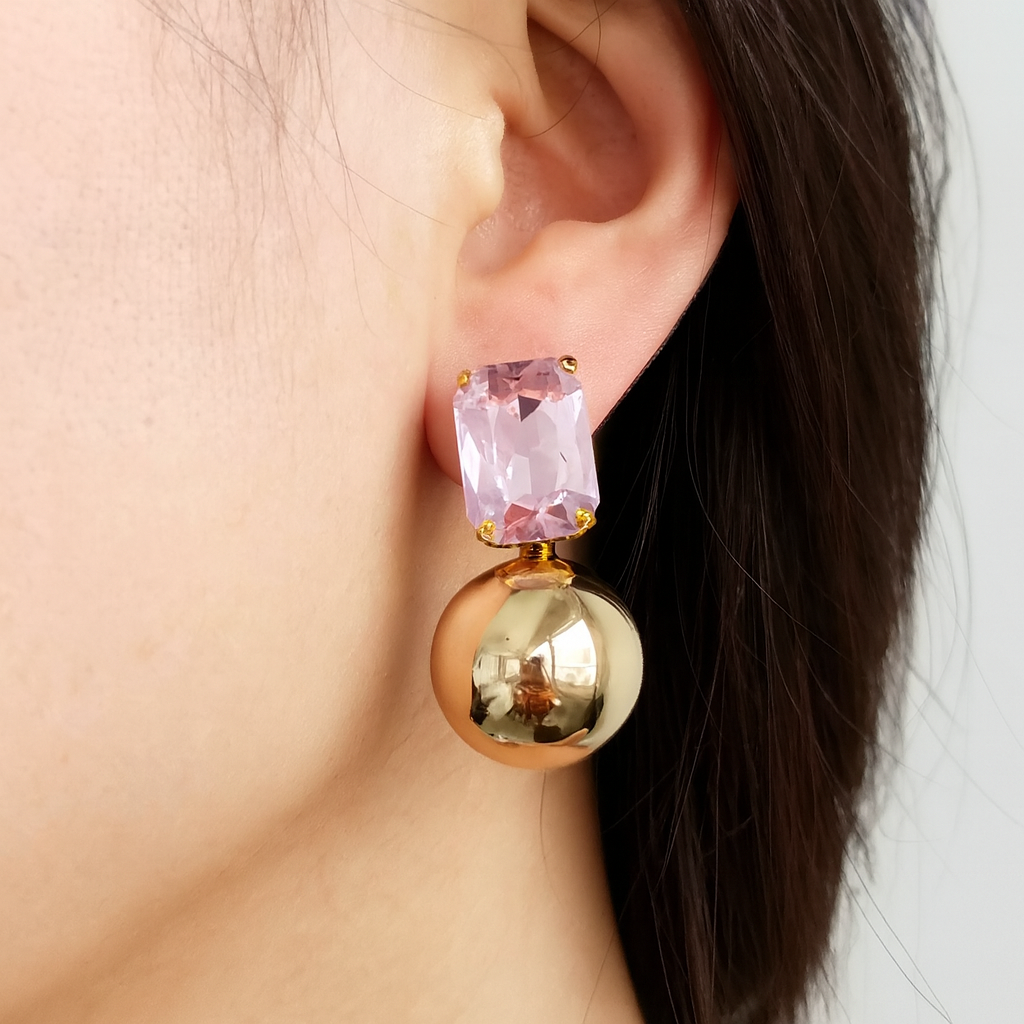 Elegant pink diamonds with pearl stud earring