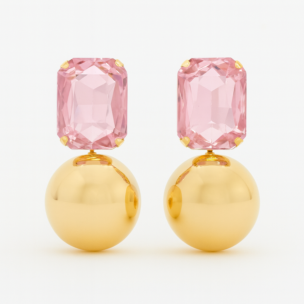 Elegant pink diamonds with pearl stud earring