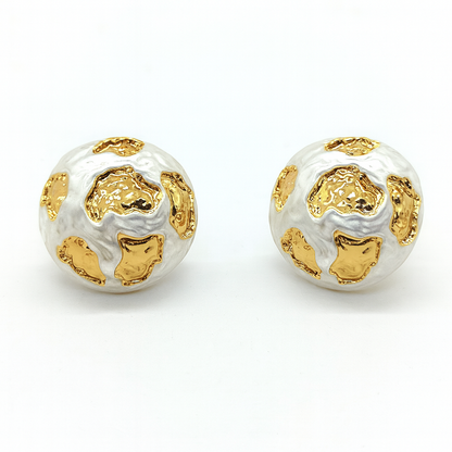 Rounded lava style golden stud earring