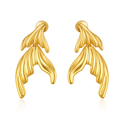 Tail style dual lock golden stud earring