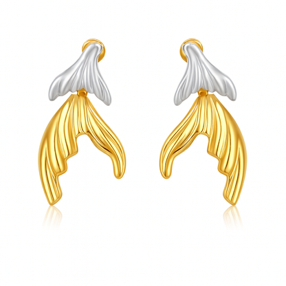 Tail style dual lock silver stud earring