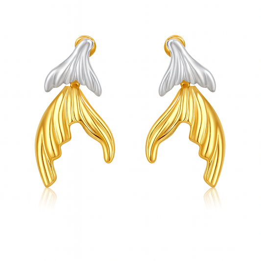 Tail style dual lock silver stud earring