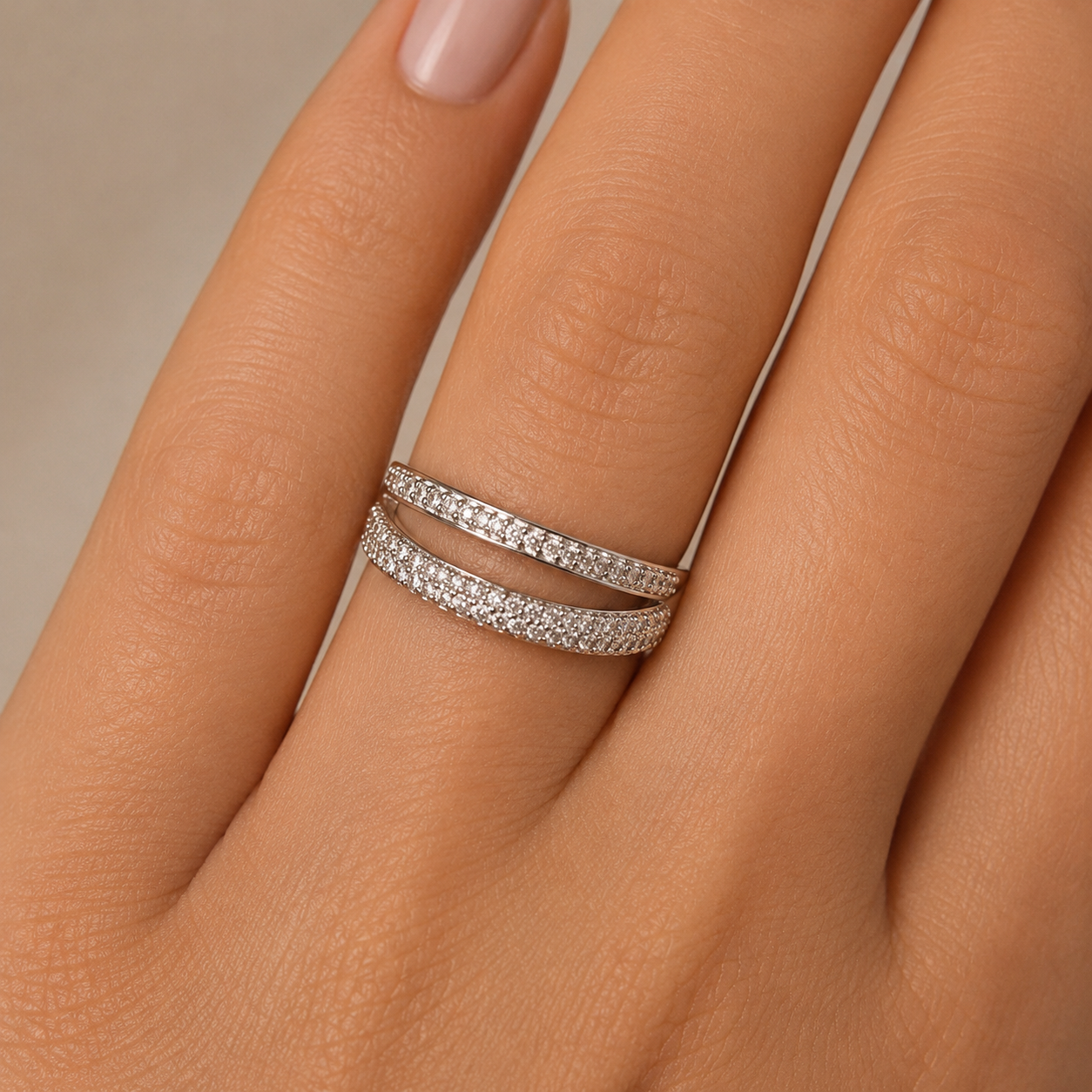 Silver Sparkle Cuff Ring