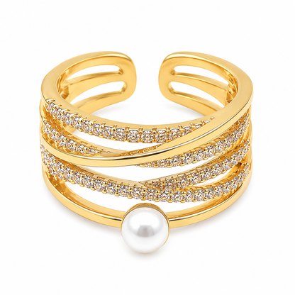 Gold Pearl Statement Ring