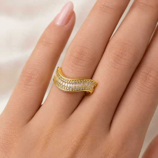 Gold Wave Cuff Ring