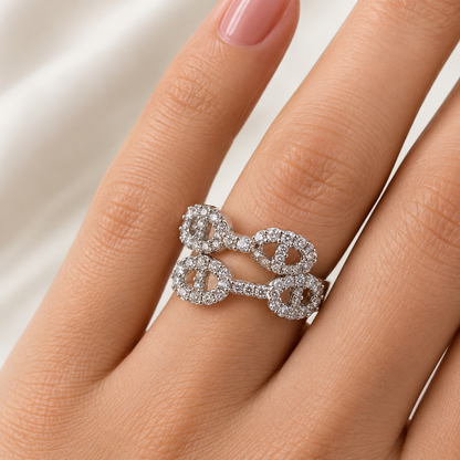Silver Sparkle Heart Ring