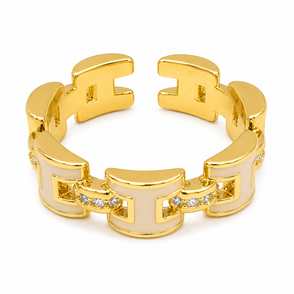 Gold Geometric Link Ring