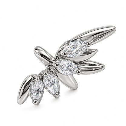 Silver Crystal Leaf Ear Cuff