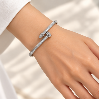 Silver Crystal Nail Cuff Bracelet