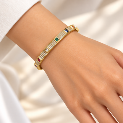 Golden Multicolor Crystal Statement Bracelet