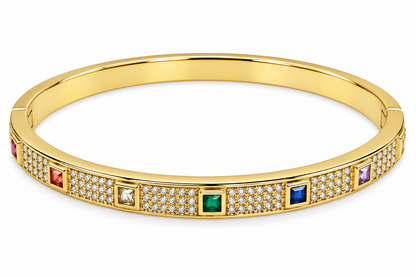 Golden Multicolor Crystal Statement Bracelet