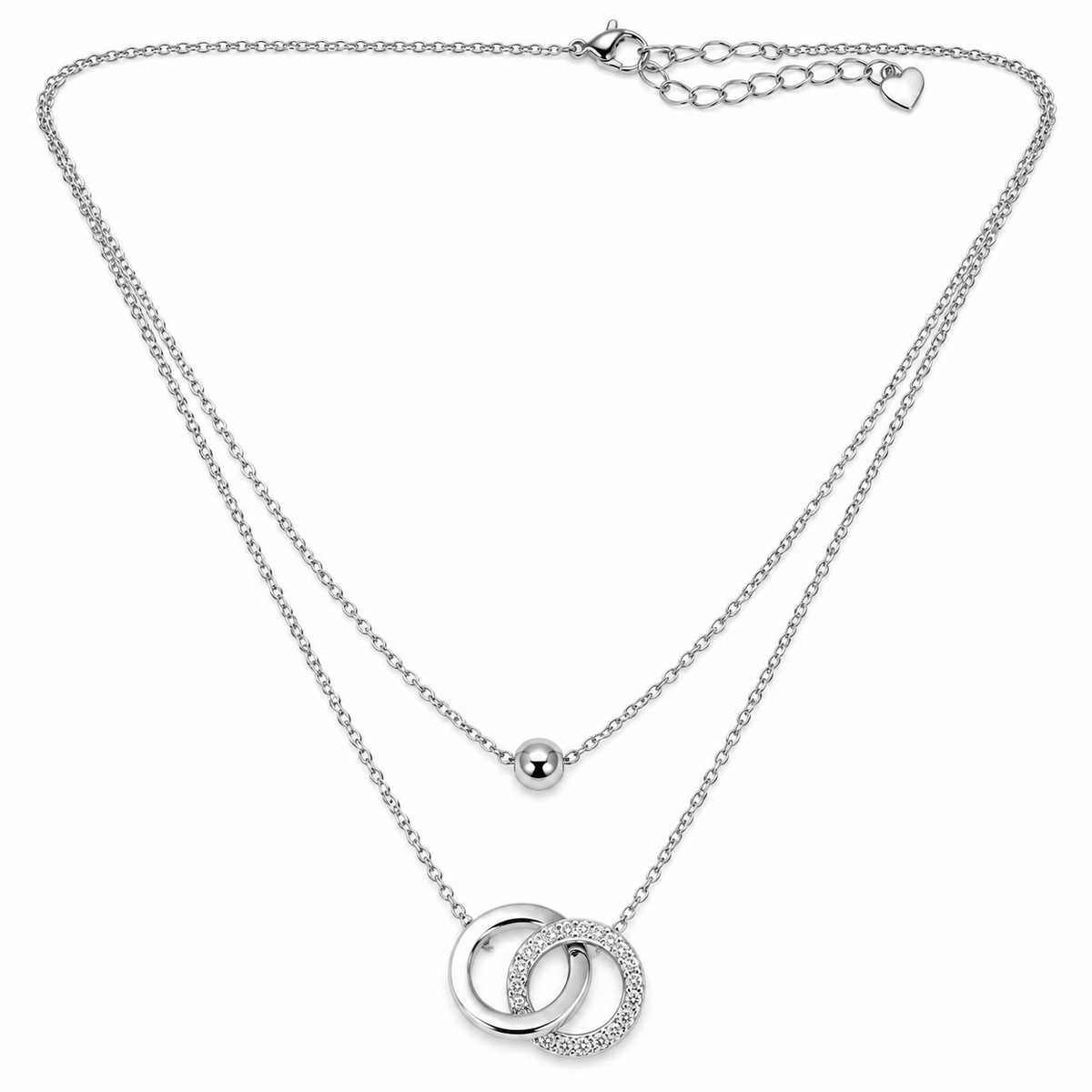 Double-Layer Interlocking Circle Necklace