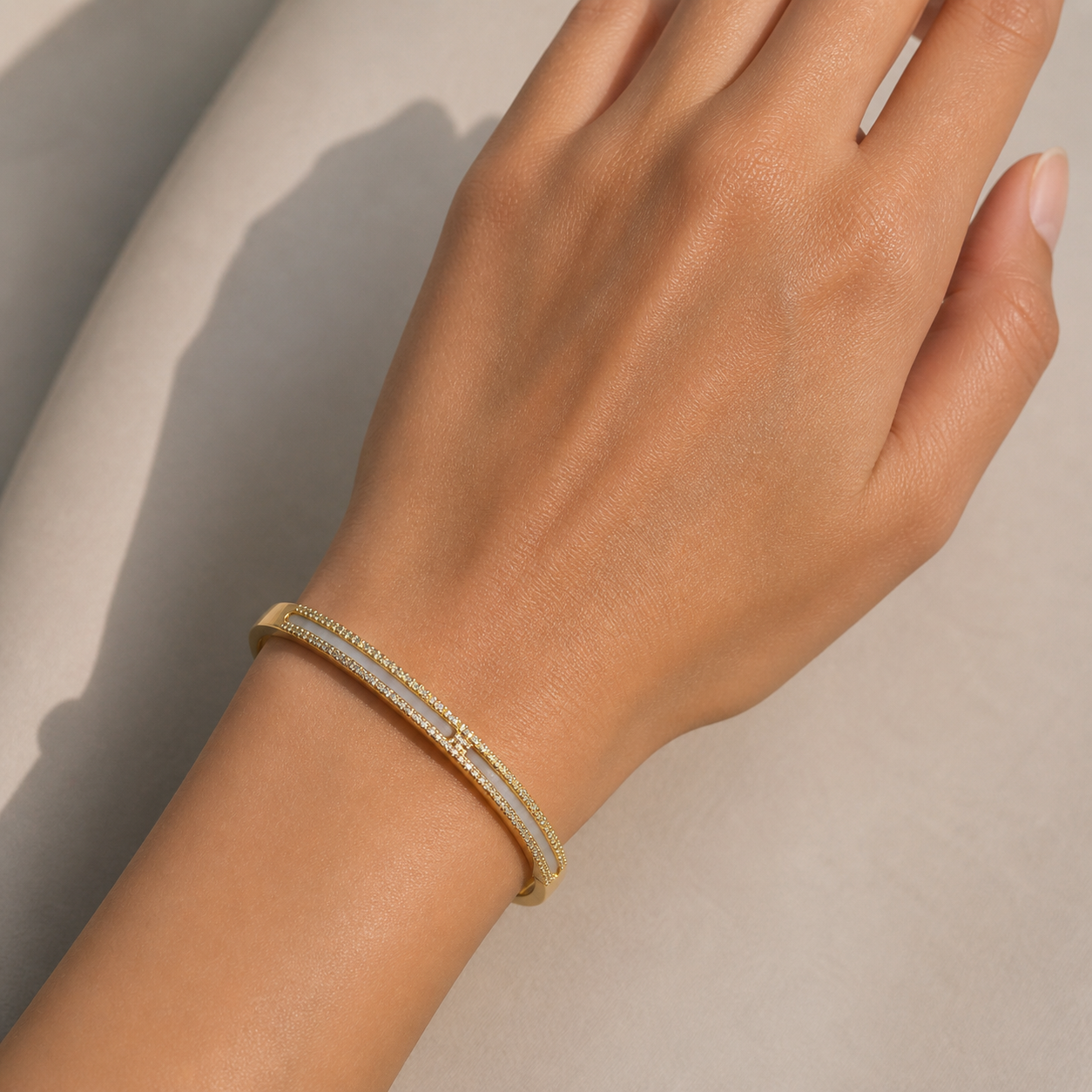 Cubic Diamonds Golden Bracelets For Women