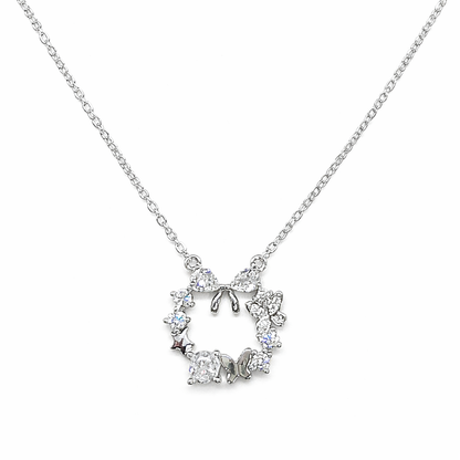 Charming Bow & Butterfly Pedant Silver Necklace For Women