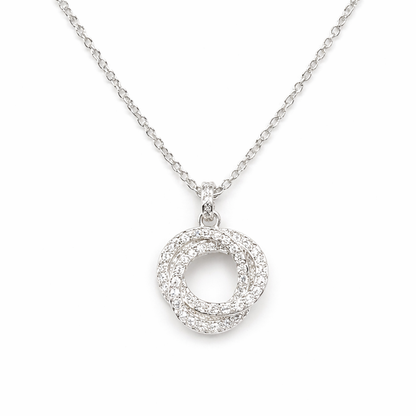 Charming Three Diamond Ring Pedant Silver Necklace For Women