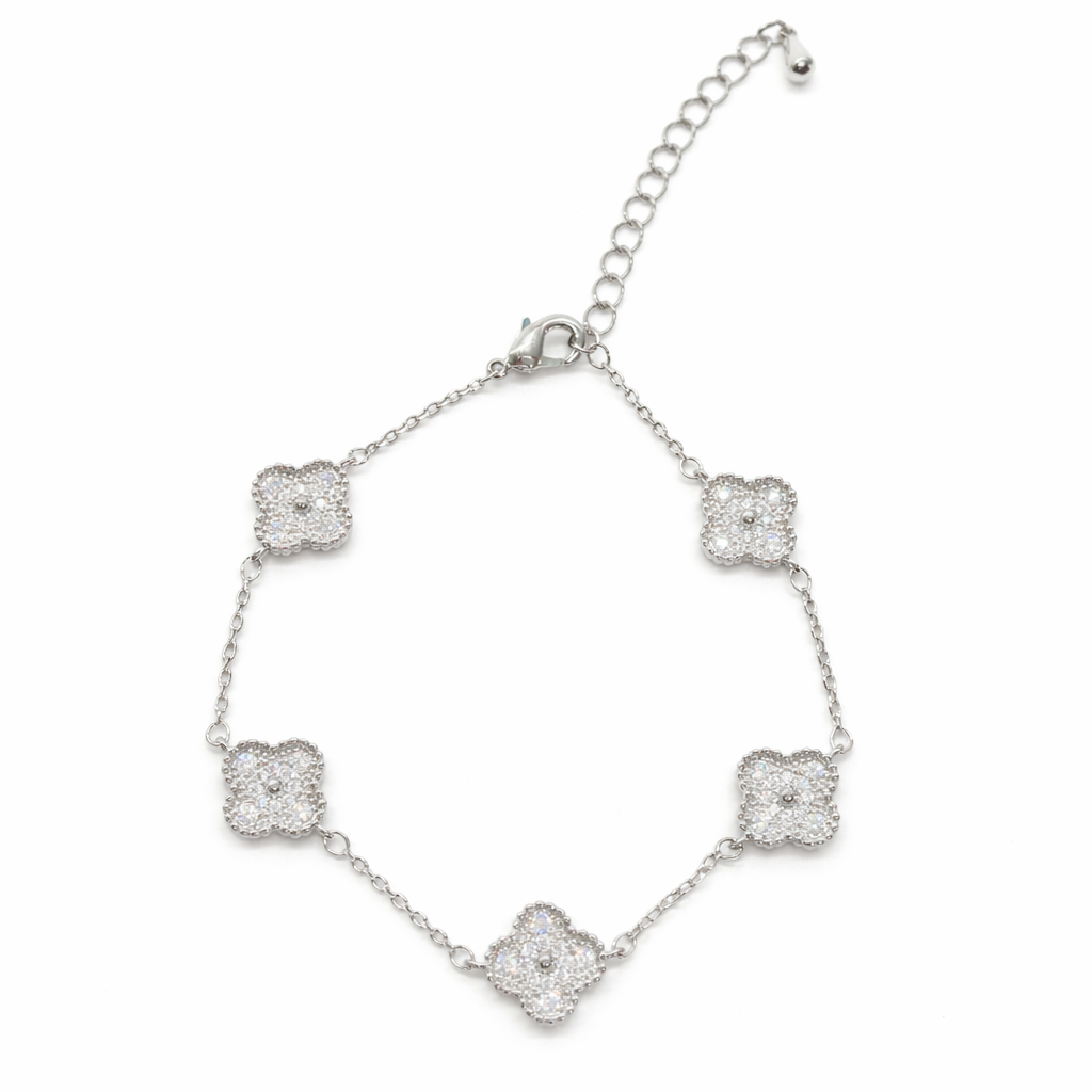 Silver Clover Flower Bracelets For Women