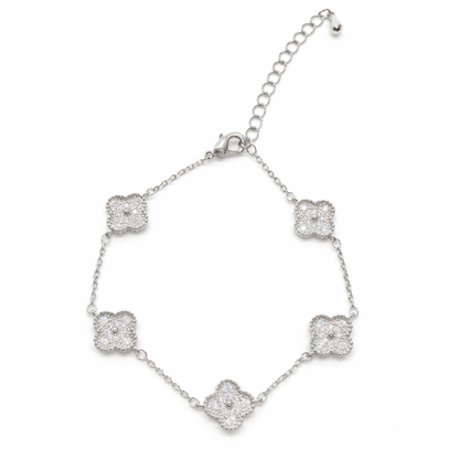 Silver Clover Flower Bracelets For Women