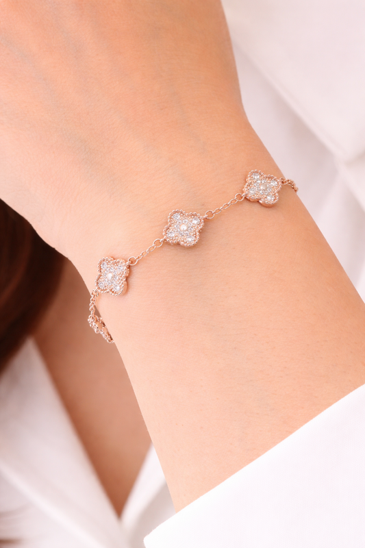Clover Flower Rose Gold Bracelets For Women
