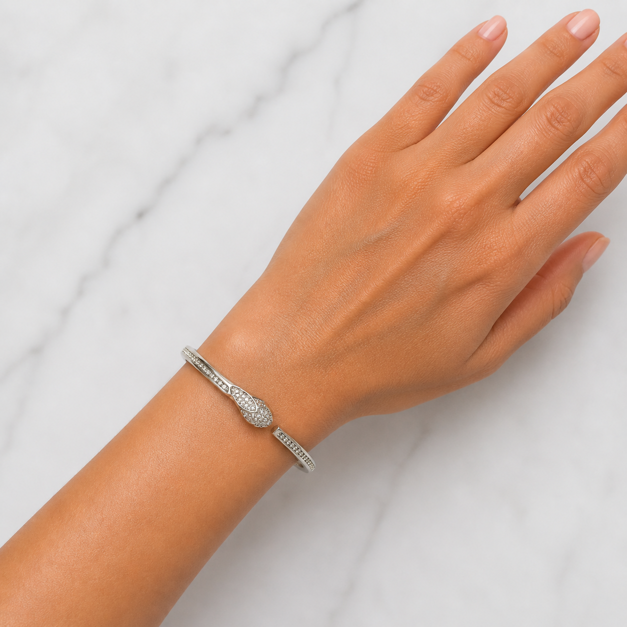 Silver Cubic Diamonds Snake Bracelets