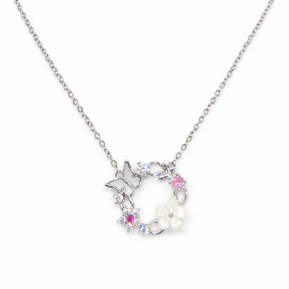 Beautiful Butterfly & Flower Design Pendant Necklace For Women