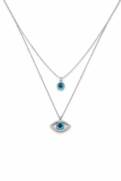 Elegant Two Layer Evil Eye Pedant Necklace For Women