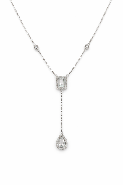 Attractive Square Pedant Silver Necklace For Women