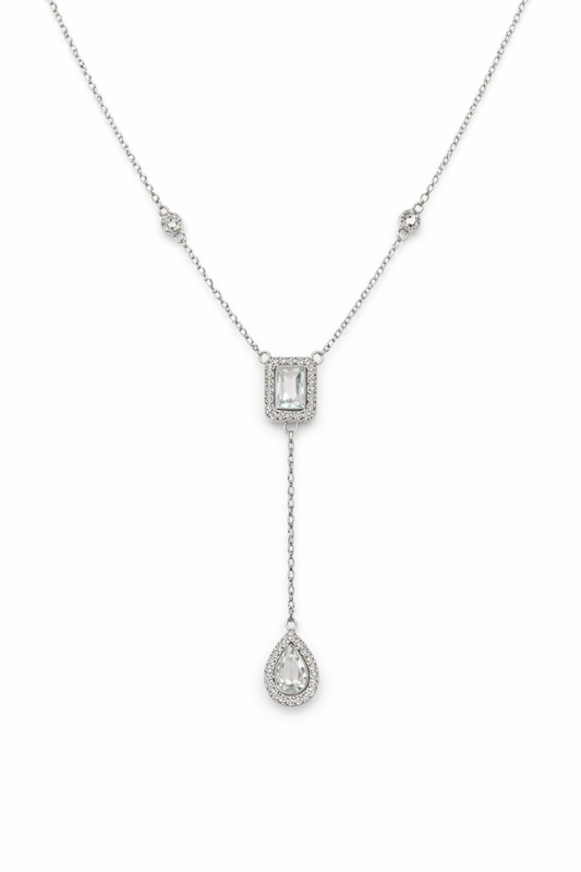 Attractive Square Pedant Silver Necklace For Women
