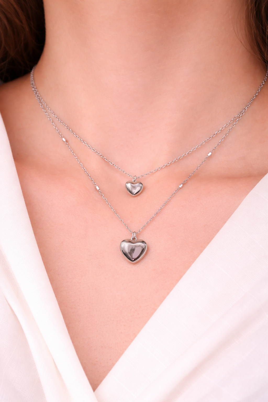 Stylish Two Layer Heart Pedant Necklace For Women