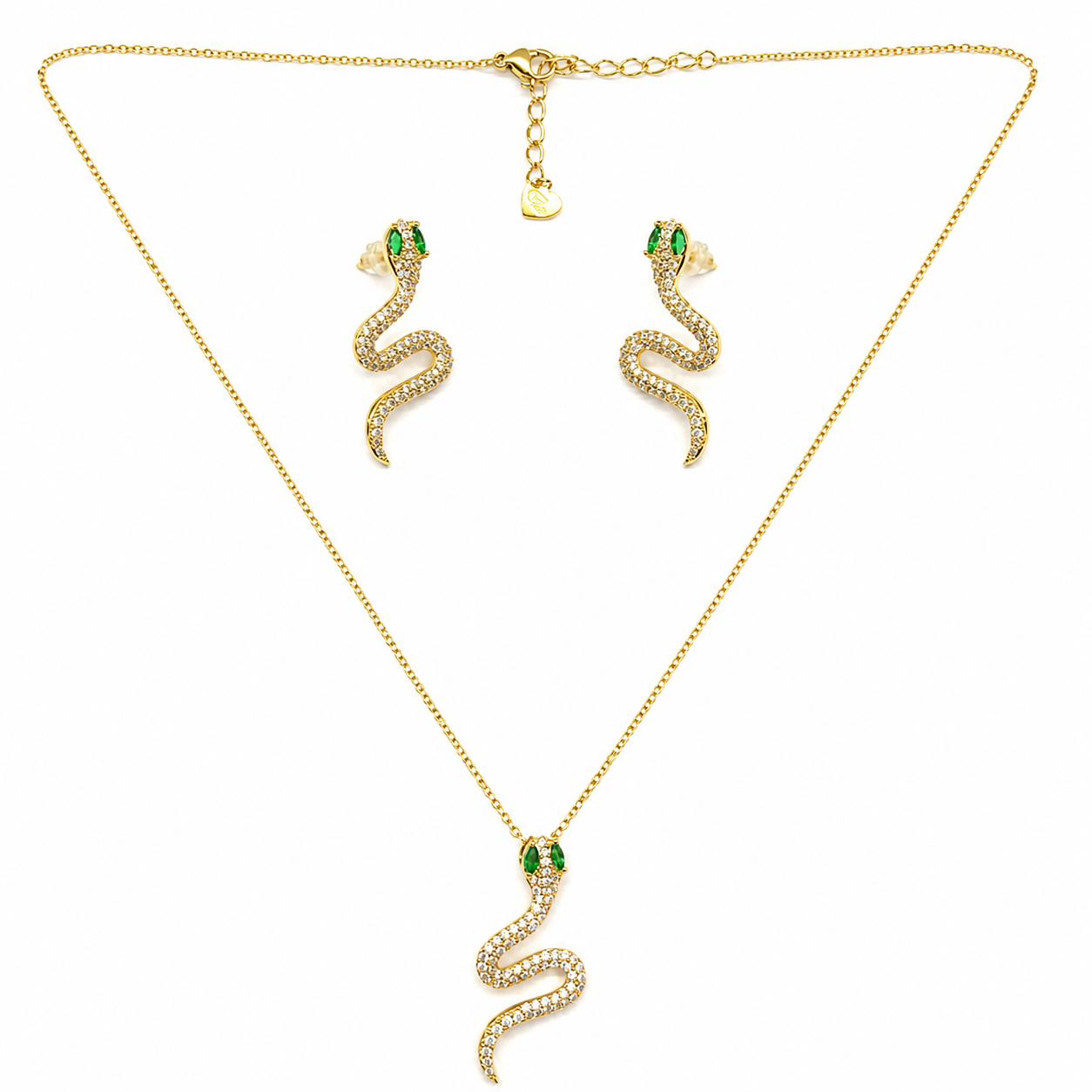 Cubic Snake Pedant Golden Necklace Set