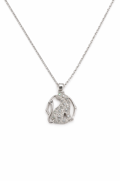 Charming cheetah pedant silver chain necklace