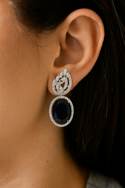 Blue drop diamond with white stone finishing