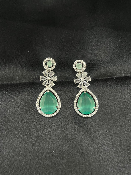 Green Diamond Sparkle Earrings