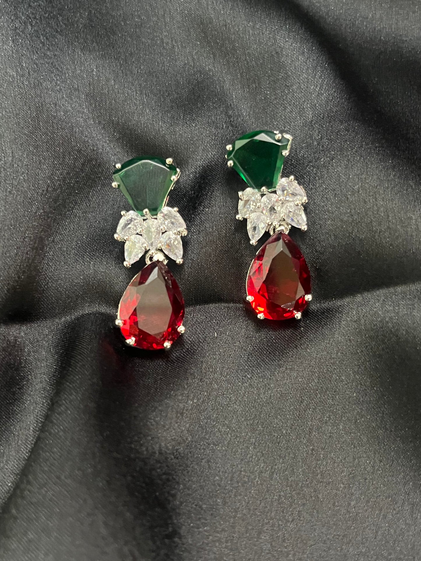 Green and red combo earring stud earring 