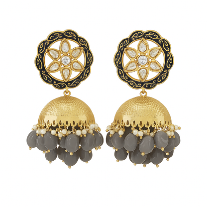 Exquisite grey jhumki earring