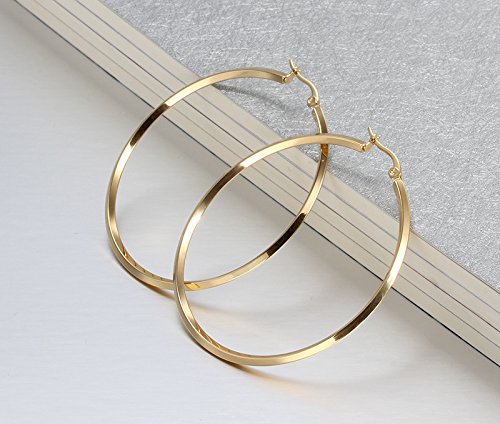 Gold big hoop dangle earring with matte finish