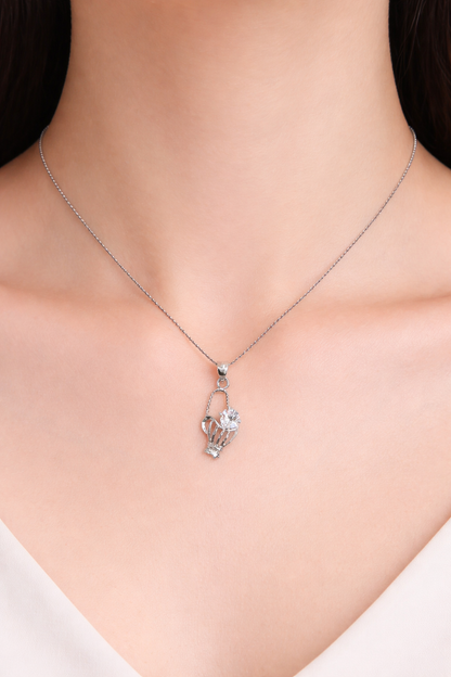 Ice-cream cup design silver necklace for girls