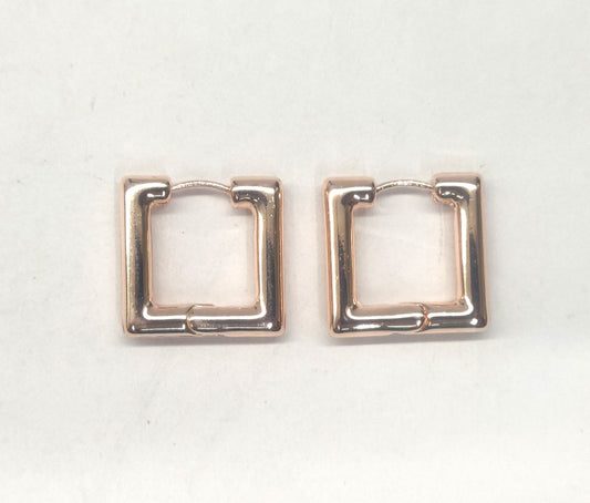 Square rose gold hoop for women