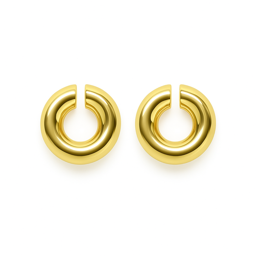 Glosy gold dangle earring