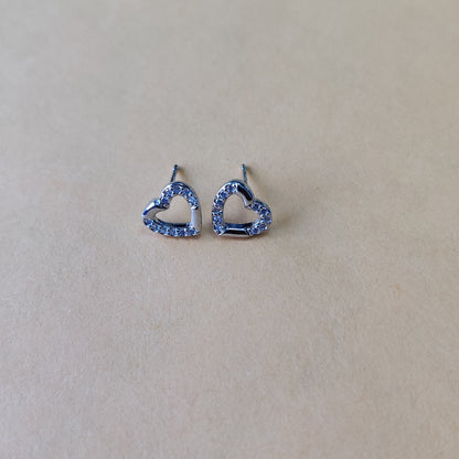 Heart shape small silver colour stud earring