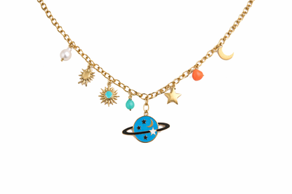 Sun star or planet  show charm necklace for little girls