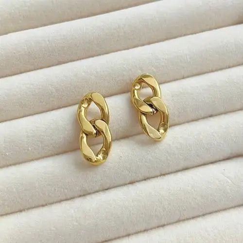 Double twisted gold stud earring