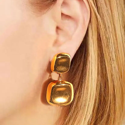 Shinny gold Button earring