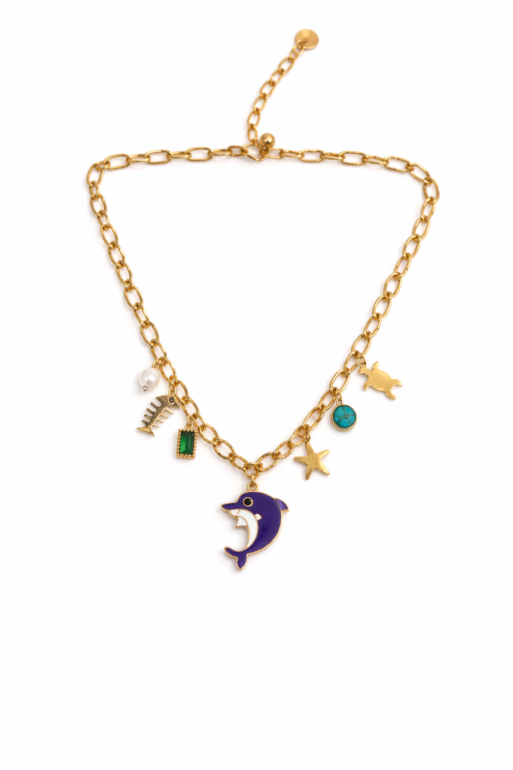 Sea view dolphin pendent charm necklace