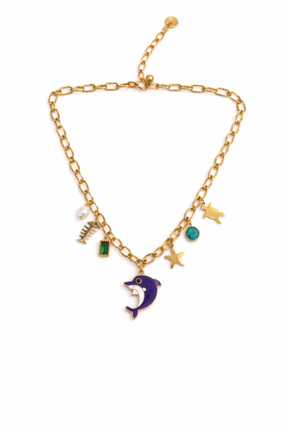 Sea view dolphin pendent charm necklace