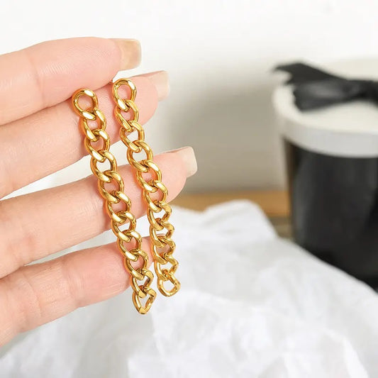 Gold chain design earring