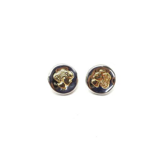 gold and silver statement stud earrings