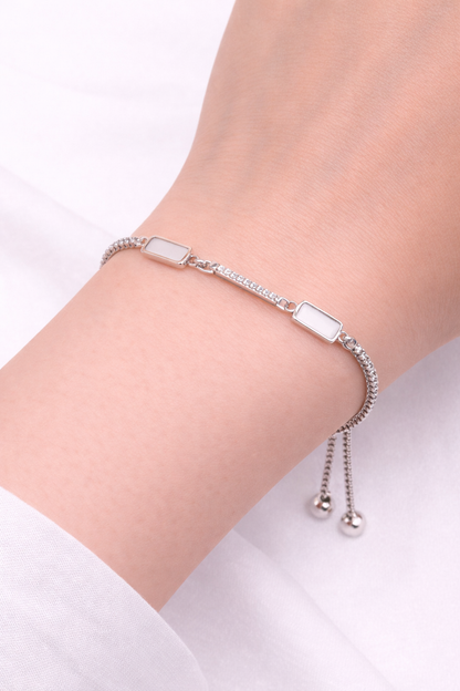Attractive Box Chain Design Zirconia Silver Bracelets For Girls