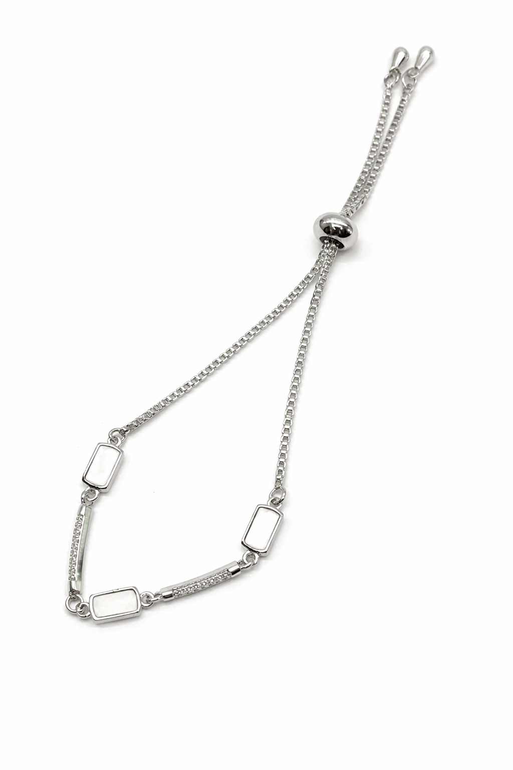 Attractive Box Chain Design Zirconia Silver Bracelets For Girls