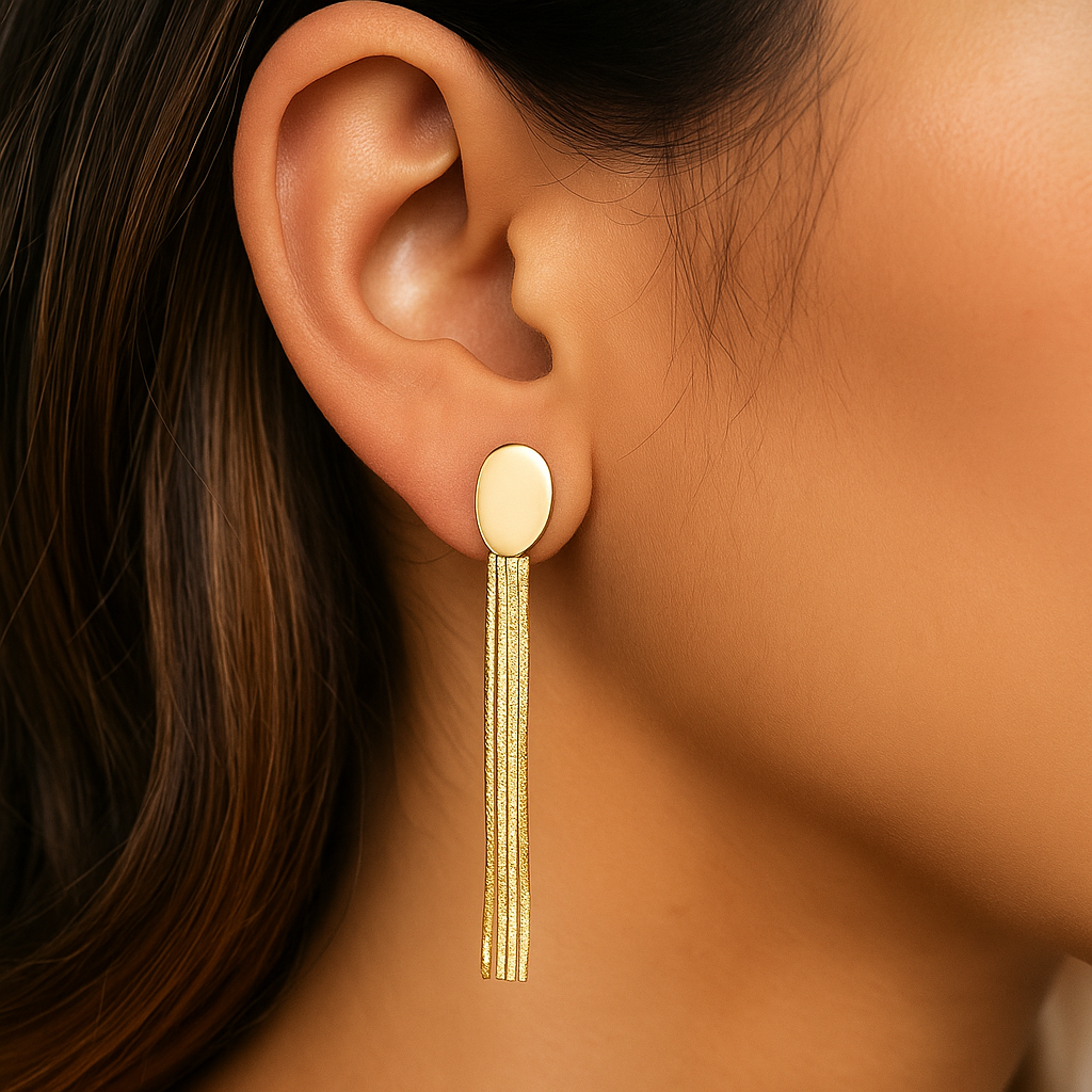 Fancy chain type gold earring