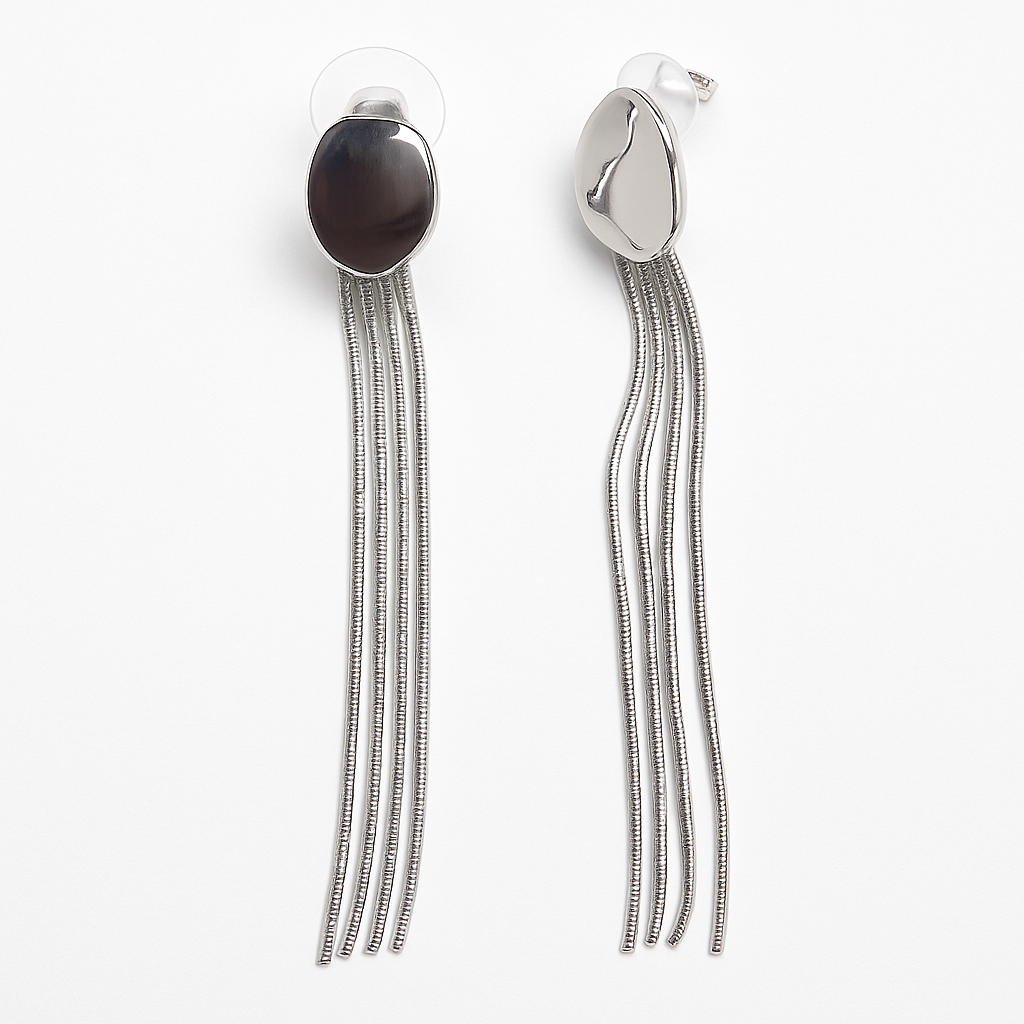 Fancy chain type silver earring